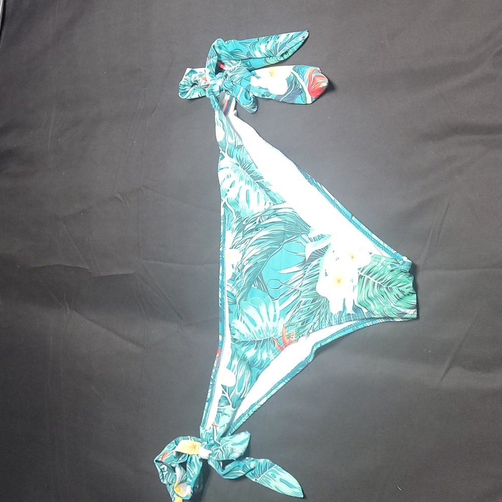 Tropical halter tie side bikini bottoms